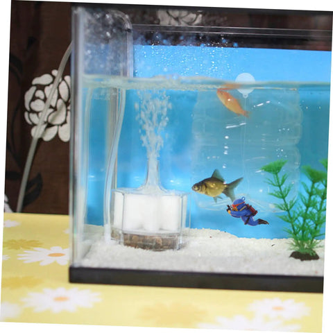 Two Pack Floating Diver Ornaments For Aquariums in a tank with fish, realistic scuba diver figurine among ocean habitat decor