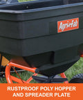 Tow Behind Lawn And Garden Broadcast Spreader With 185 Lb Capacity, Tackles Seed Fertilizer Salt Ice Melt, Rustproof Poly Hopper
