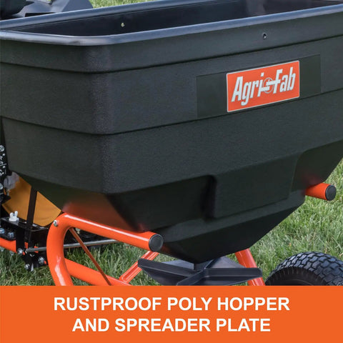 Tow Behind Lawn And Garden Broadcast Spreader With 185 Lb Capacity, Tackles Seed Fertilizer Salt Ice Melt, Rustproof Poly Hopper