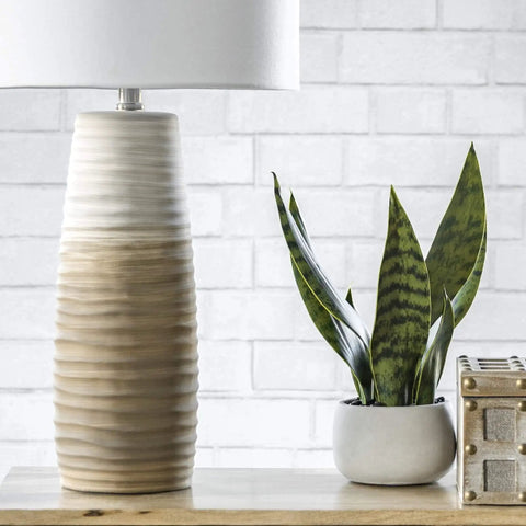 Monterey 30 Inch Ceramic Table Lamp With Ombre Finish And White Linen Shade, Ideal End Table Lighting For Living Room, Bedroom Or Dining Area, Brings A Warm Or Cool Ambiance With Any Bulb For A Cozy Vibe