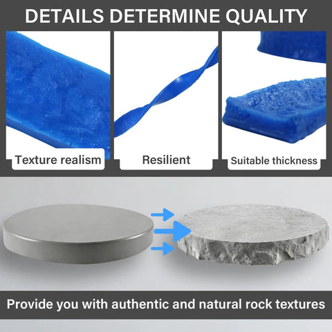 Flexible Stone Edge Form Liner For Concrete Countertops And More, Chiseled Rock Edge Mold details and texture features