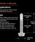 Self Tapping Screws For Metal Size Twelve By One Eighth Inch In 304 Stainless Steel Rustproof Built To Last with dimensions