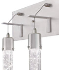 Close-up of Three-Light LED Bathroom Vanity Fixture In Brushed Nickel With Bubble Glass, Energy-Efficient 22-Watt LED, wall mount