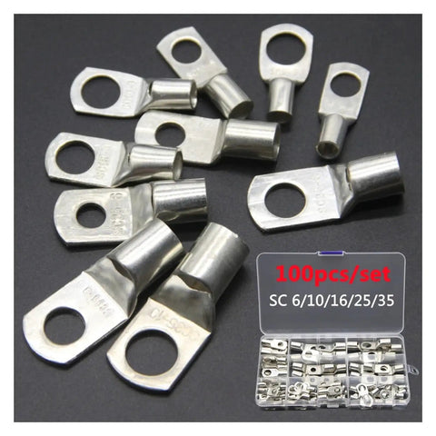 Premium 100Pcs Electrical SC Terminals Lug Tube Ring Seal Battery Wire Connectors Cable Crimped Terminal Kit For Trucks Cars And Vans, 100pcs SC 6/10/16/25/35