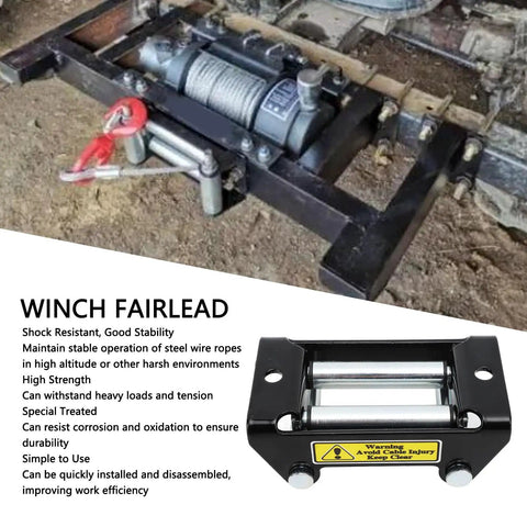 Beefy 2000Lb Winch Roller Fairlead For Steel Cable, 126mm 4.96in, mounted on steel winch frame with rollers