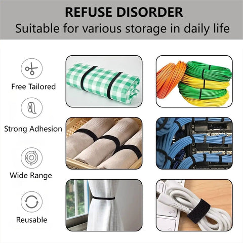 Images of 54 Yards Of One Half Inch Reusable Cable Ties For Easy No Fuss Cable Management, Adjustable Cord Straps in use