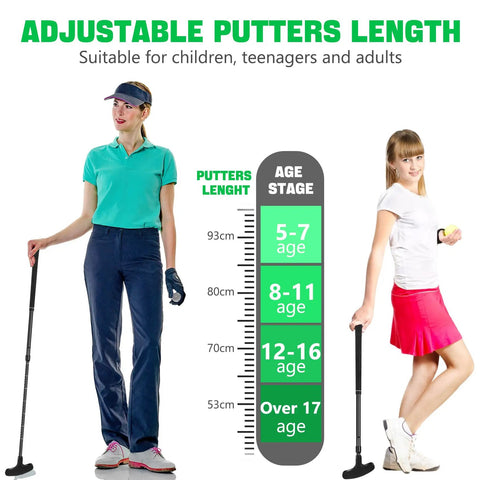 Two Way Mini Golf Putter Set For Right Or Left Handed Players With Adjustable Length Training Club demonstration for all ages