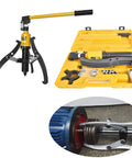 5 Ton Hydraulic Gear Puller Kit With Bearing Separator And All In One Pump For Auto Repair And Industrial Jobs Heavy Duty Claws Reach 0 To 140 Mm And Spread 100 To 200 Mm Includes Oil Tube Drawing Function, showing pump, claws, and carry case
