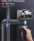 Dual Lens Articulating Borescope With Light Slim Probe And 5 Inch IPS Screen High-Res Imaging For Front And Side Angle Inspections In Engines Pipes And Machinery Time-Saving See Blind Spots And Repositioning Avoided, hand-held view