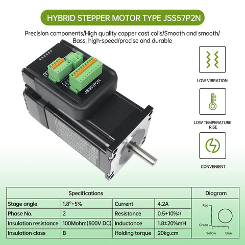 Nema23 Closed Loop Stepper Motor With Integrated Digital Hybrid Servo Drive System 2 Nm Torque 24 To 48V DC RS232 1000 Line Encoder