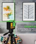 12 Line 3D Laser Level With 360 Degree Green Cross Lines for picture hanging with self leveling feature in living room setup