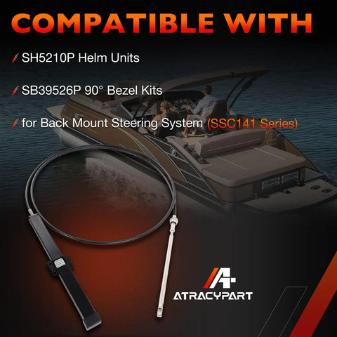 Back Mount Rack And Pinion Boat Steering Cable Kit 13Ft SS14113 with compatible helm and bezel kits for marine steering