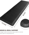 Ergonomic Anti Fatigue Kitchen Floor Mat 4 To 5 Inch Thick Waterproof Non Slip Rug, black, dimensions shown with close-up texture view.