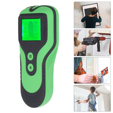 Generic Stud Finder Wall Scanner, 5 Modes LCD Display with Sound Alarm in green, designed for accurate wall scanning.