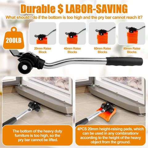 Heavy Duty Furniture Movers And Rolling Dolly Kit Built For Brutally Heavy Loads Smooth Sailing Moving Day Hustle Apartment Friendly Couch Sliders And Appliance Glide Tools with height-raising blocks for easy maneuvering.