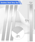 304 Stainless Steel Shim Stock Set 12 Inch Length, 1 Inch Width, 0.024 Inch Thick Metal Strips with size details