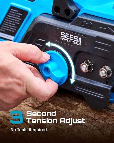 Tool-free chain tension adjuster on 40V 16 Inch Cordless Chainsaw With Brushless Motor Two 4Ah Batteries And Charger Tool Free Chain Tension Auto Oiling Built For Easy Yard Work Beast Power Cutting Tree Trimming Firewood And Woodworking