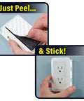 Presto Plug Outlet Extender For Reaching Hidden Outlets With A 6 Foot Cord Peel And Stick On Wall demonstrating installation.