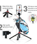 62 Inch Extendable Phone Tripod And Selfie Stick For Golf Training With Wireless Remote And Universal Phone Holder