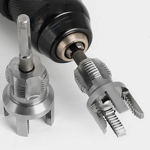 Gowenic 4 In 1 Pipe Threader Tool Kit For Electric Drill with alloy steel tap dies for PVC plumbing projects.