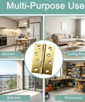 Built Tough 4 Pack Heavy Duty Satin Brass Hinges In Stainless Steel shown for multi-purpose indoor and outdoor use