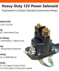 Direct Fit 12V Starter Solenoid Drop In Replacement For Bad Boy Zero Turn Mowers Trombetta OEM 852-1251-210-50 with specs