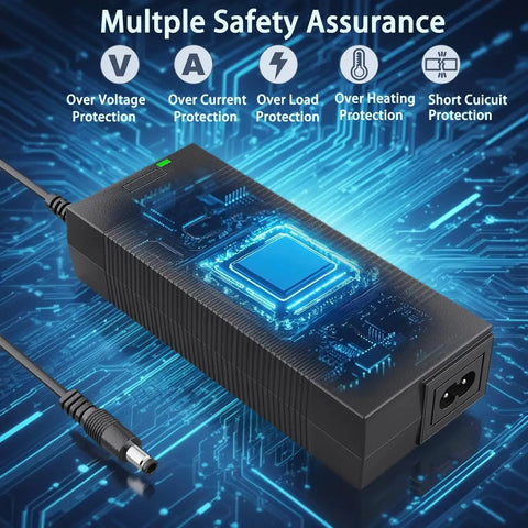 UL Certified 54.6V Ebike Charger For 48V Lithium Batteries With 5.5x2.1mm Or 5.5x2.5mm DC Connector, Wide 100 To 240V Input, 2.5A Max Output 54.6V 1.5A, Safe Fast Charge For Your Electric Bike, Easy Plug And Play