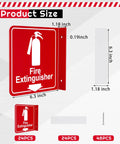 Diagram of 24 Pack Fire Extinguisher Signs 6.3 Inch By 6.3 Inch Durable Acrylic Warning Signs With Pre Drilled Holes Down Arrow Includes Screws And Adhesive Tape For Home Office And Biz Safety, showing product dimensions and accessories.