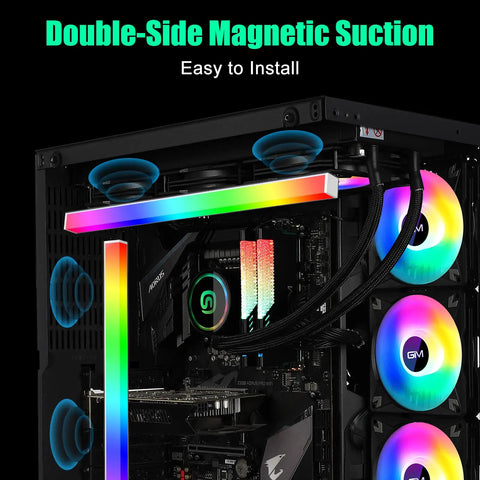 Rgb Pc Light Strip Kit For Gaming Case With Magnetic Addressable Led Lit 0.98ft Argb 5V 3Pin Header installed in PC case