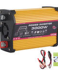 Road Ready Car Power Inverter Handles 12V DC Straight To 110V AC With Dual USB Fast Charging, 3000W compact design.