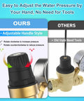 Comparison of Solid Brass RV Water Pressure Regulator With Built In Gauge and Adjustable Valve for easy manual pressure adjustments.