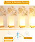 Vase Table Lamp With Frosted Glass Shade And Wood Base Dimmable 3 Color LED Bedside Light USB Charge Artistic Vase Lamp