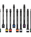 Half-Inch Drive 8 Inch Color-Coded Torque Extension Bar Set, 10-Piece, 65 To 150 Ft-Lbs, 90 To 200 Nm, Heavy-Duty Chrome Molybdenum Steel