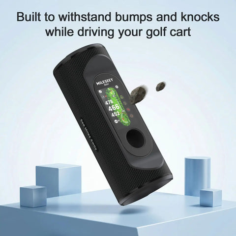 Tempered Glass Screen Protector 2 Pack For MiLESEEY GeneSonic Pro Golf Speaker shown with rocky background, durable design.