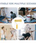 Heavy Duty Cotton Thread Paint Roller With Zero Hassle Grip And Smooth Roll Action Built To Make Rough Surfaces Look Completely Fresh For Any Weekend Warrior Project in use for wall painting.