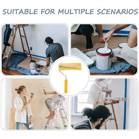 Heavy Duty Cotton Thread Paint Roller With Zero Hassle Grip And Smooth Roll Action Built To Make Rough Surfaces Look Completely Fresh For Any Weekend Warrior Project in use for wall painting.