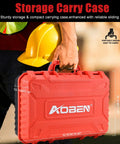 Kickass 3 8 Cordless Ratchet Wrench Kit Packing 40 Ft Lbs Of Beefy Torque With Variable Speed Trigger Two 2000 Mah Cells Slick Charger And A Killer 83 Piece Socket Set For Daily Shop Work in red storage carry case.