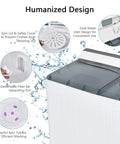Straight Up A Smooth Portable Washing Machine With Twin Tub Layout features a dual water inlet and detachable filter for easy use.