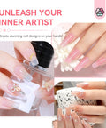 Hema Free Poly Gel Nail Kit With 6 Colors All In One Gel System nail designs featuring floral and abstract art.