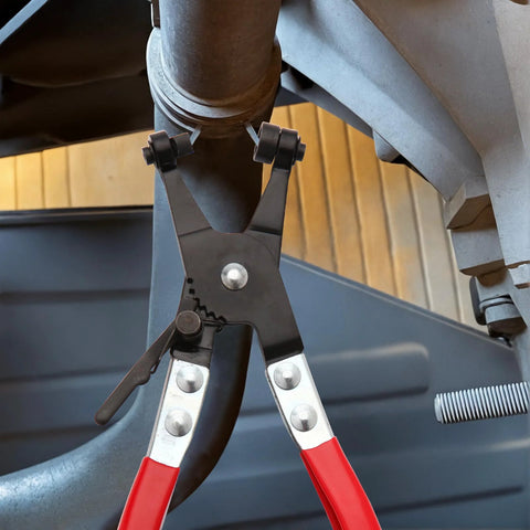 Hose Clamp Pliers for Automotive Use With Swivel Flat Band for Easy Removal and Precise Installation of Clamps in Engine Bay