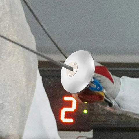 Close-up of Fencing Accessories Set With Foil Guard And Hand Pads showing stainless steel gear for training