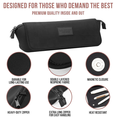 Travel Hair Tools Bag With Heat Resistant Mat 2 In 1 Organizer For Flat Irons Curling Irons And Straighteners in black
