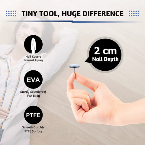Hand holding 40 Pack Nail On Furniture Sliders 0.75 Inch Chair Glides Floor Protectors For Hardwood Floors And All Surfaces