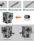 YIDOFENG NMRV030 worm gear reducer with square housing, 50:1 reduction, 14 mm shaft bore for NEMA23 motors