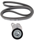 Heavy Duty Serpentine Drive Belt Tensioner Assembly Replacement Kit 4854258 with belt and tensioner pulley, black metal