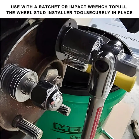 Wheel Stud Installer Kit For Cars And Light Duty Trucks DIY Friendly Pro Grade Fast Safe Tire Stud Replacement Tool in use