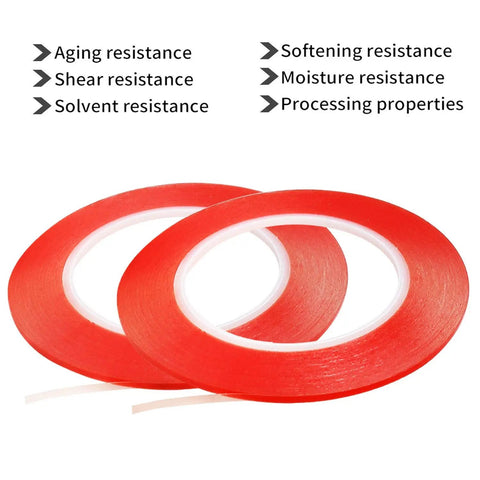 Two rolls of 2mm and 3mm by 25M LCD Touch Screen Repair Tape for Phones Tablets Laptops and Cameras Clear Double Sided Adhesive shown