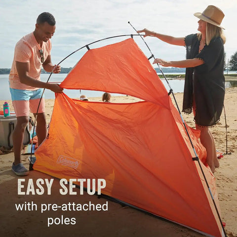 Lightweight Beach Shade Tent With Pre Attached Poles Large Sun Shelter For Sand And Sun Easy Setup Extended Floor And Roof Rear Vent