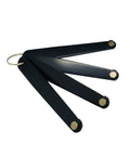 Ultra Low Profile Hex Drive Handle Four Piece Set includes hex heads on keyring, shown fanned out, black finish, for tight spaces.