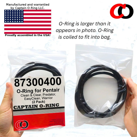 Replacement O Ring 87300400 87300400Z for Pentair Clean And Clear Predator Easy Clean And Warrior Filter Tank Bodies 2 Pack Durable Silicone Seal For Pool Filtration Systems And Spa Equipment. Packaged black O-rings in clear bags.
